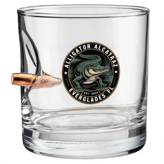 Discover Alligator Alcatraz Bullet Whiskey Glasses, Everglades Florida Parody Bullet Whiskey Glasses