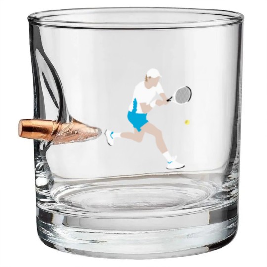 Discover Jannik Sinner Bullet Whiskey Glasses, tennis fan Bullet Whiskey Glasses, atp player Bullet Whiskey Glasses