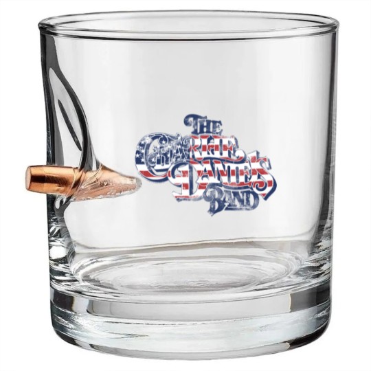 Discover Charlie Daniels Band Men's Bullet Whiskey Glasses | American Flag Star Spangled Logo Gray Graphic Bullet Whiskey Glasses