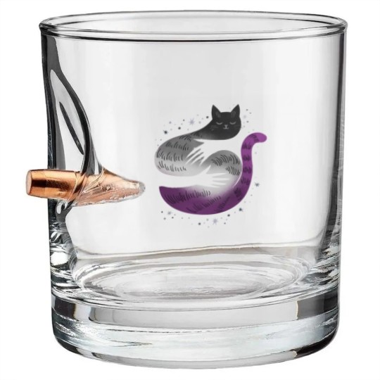 Discover Asexual Asexual Cat Hug LGBT Pride Flag Bullet Whiskey Glasses