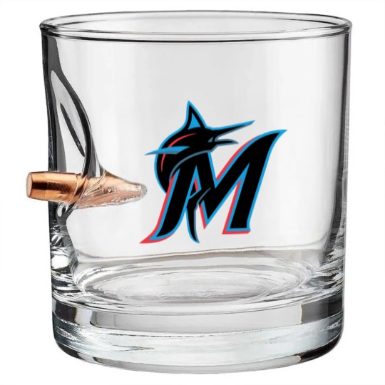 Discover The Miami Marlins Baseball Team Bullet Whiskey Glasses