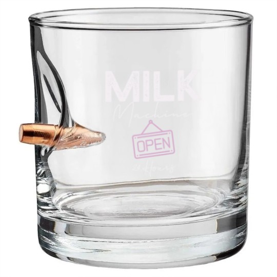 Discover Milk Machine Open 24 Hours Funny Breastfeeding New Mom Life Bullet Whiskey Glasses