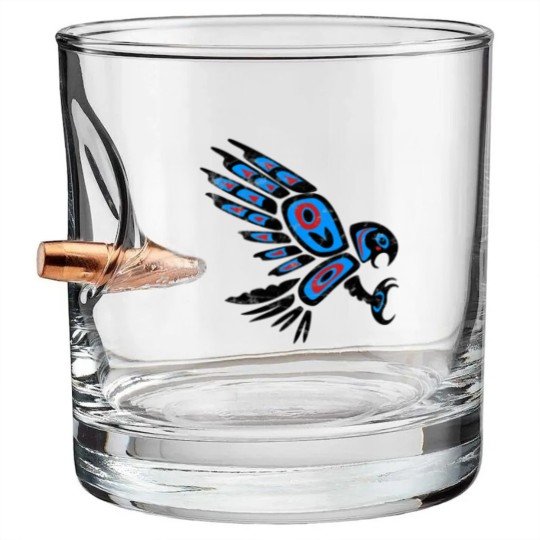 Discover native american red tailed hawk bird Totem tribal Bullet Whiskey Glasses