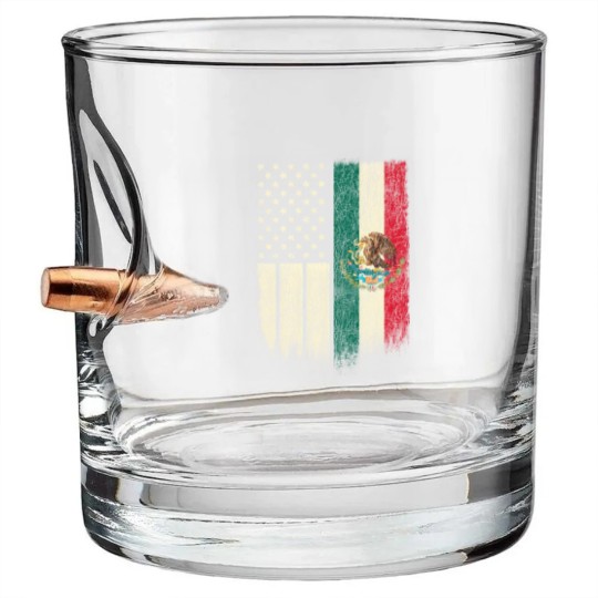 Discover Mexican American Patriot Mexican American Flag Bullet Whiskey Glasses