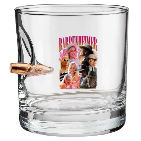 Discover Barbenheimer Vintage Bullet Whiskey Glasses, Gift For Women and Man Bullet Whiskey Glasses