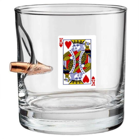 Discover King of Hearts Playing Card Bullet Whiskey Glasses