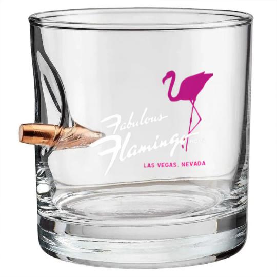 Discover flamingo hotel casino las vegas retro vintage t Bullet Whiskey Glasses