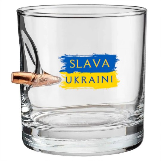 Discover Slava Ukraini Ukraine Flag Bullet Whiskey Glasses