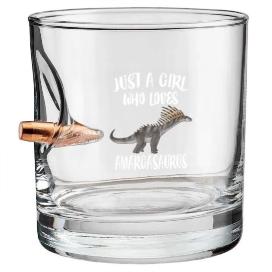 Discover Just A Girl Who Loves Amargasaurus Dinosaur Bullet Whiskey Glasses