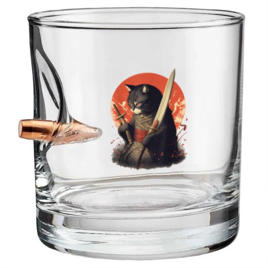 Discover Retro Japanese Samurai Ninja Cat Bullet Whiskey Glasses, Ninja Cat Bullet Whiskey Glasses