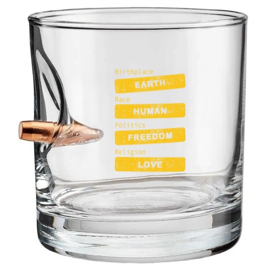 Discover Birthplace Earth Grunge - Human Freedom Love Bullet Whiskey Glasses