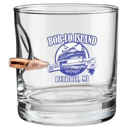 Discover Boblo Island, Detroit MI (vintage distressed look) - Detroit - Bullet Whiskey Glasses