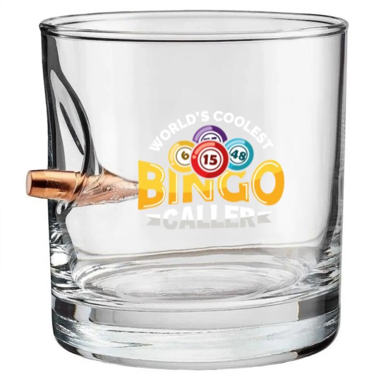 Discover World's Coolest Bingo Caller Lucky Bingo Player Bullet Whiskey Glasses