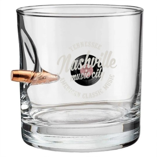 Discover Nashville Music City Vinyl Vintage Bullet Whiskey Glasses