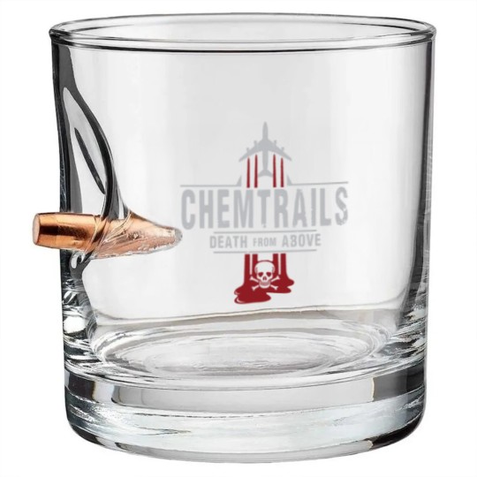 Discover Jet Chemtrails Red & Grey Logo Bullet Whiskey Glasses
