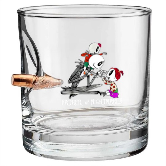 Discover Father Of Nightmares Vintage Bullet Whiskey Glasses, Skellington Bullet Whiskey Glasses