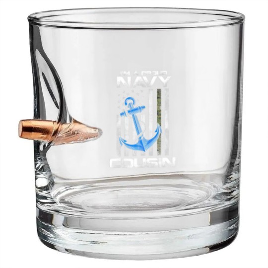 Discover Proud Navy Cousin American Flag Vintage Bullet Whiskey Glasses
