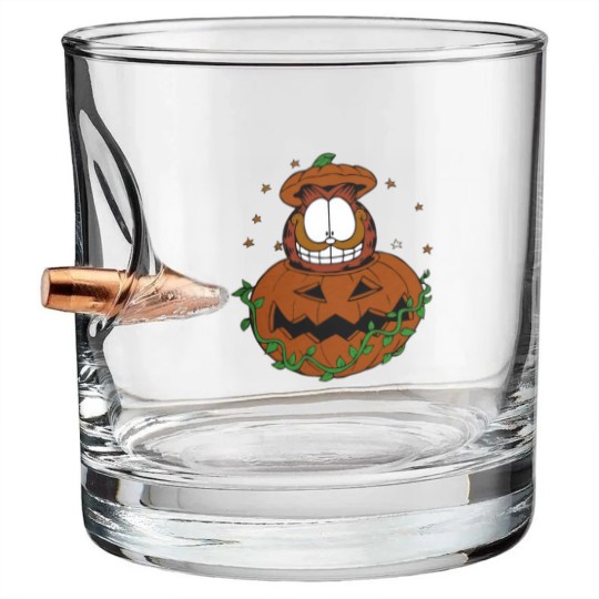 Discover Halloween Garfield Pumpkin Bullet Whiskey Glasses, Halloween Pumpkin Garfield Cat Bullet Whiskey Glasses