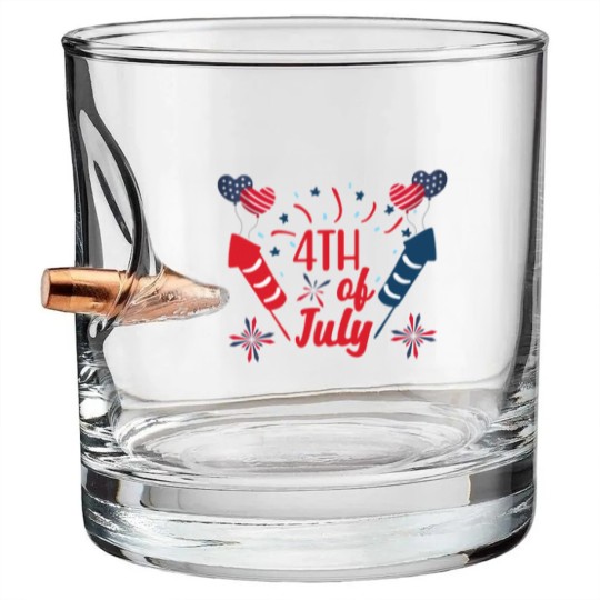 Discover 4th of July Fireworks Red White Blue Patriotic Bullet Whiskey Glasses