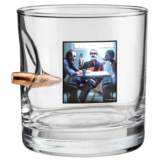 Discover Joker Evolution Heith Ledger Jack Nicholson Jared Leto Bullet Whiskey Glasses
