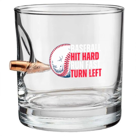 Discover Sport Baseball Hit Hard Run Fast Turn Left For Lovers Bullet Whiskey Glasses