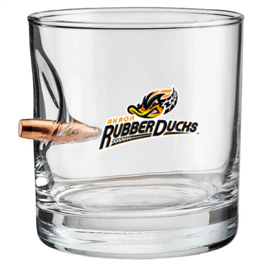 Discover Akron RubberDucks Logo Bullet Whiskey Glasses