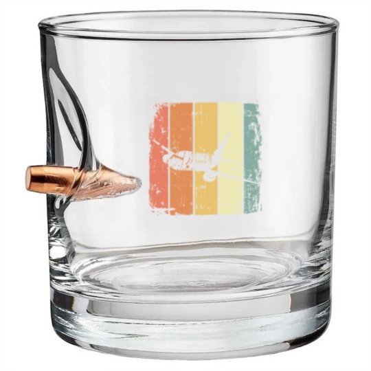Discover Airplane Vintage Passenger Airplane Bullet Whiskey Glasses