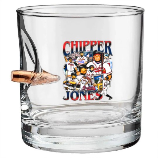 Discover Vintage 90s Graphic Style Chipper Jones Bullet Whiskey Glasses Vintage Sport Bullet Whiskey Glasses