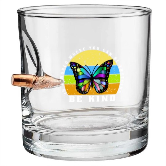 Discover In a world where you can be anything be kind - Be Kind - Bullet Whiskey Glasses