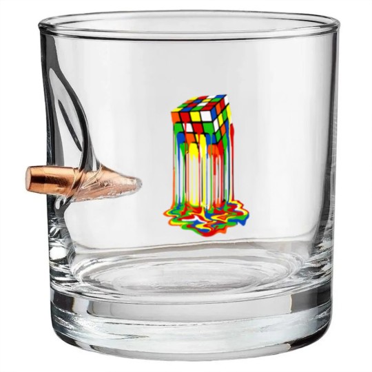 Discover Rainbow Abstraction melted rubix cube - Rubix Cube - Bullet Whiskey Glasses