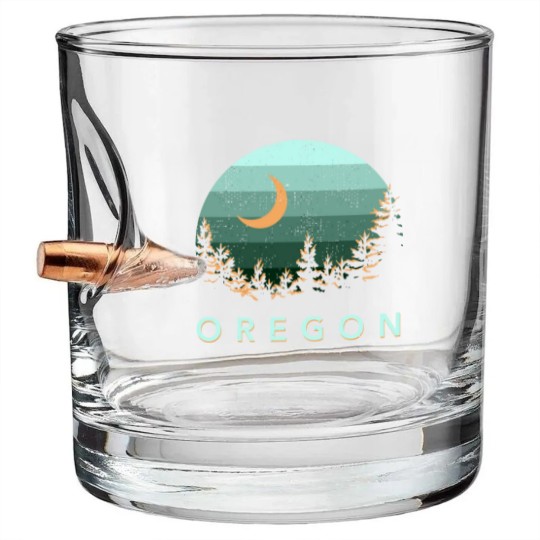 Discover Oregon Vintage Sunset Outdoors Hiking Souvenir Bullet Whiskey Glasses