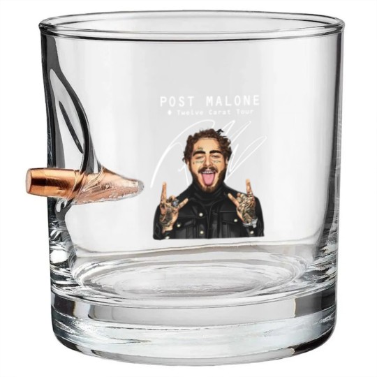 Discover Post Malone 12 Carat Tour Bullet Whiskey Glasses -  Signed Signature Version - Post Malone Unisex Bullet Whiskey Glasses Bullet Whiskey Glasses