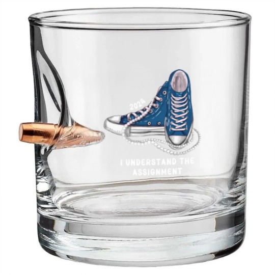 Discover I Understand The Assignment Vote Blue rally Bullet Whiskey Glasses, Kamala Harris Sneakers and Pearls