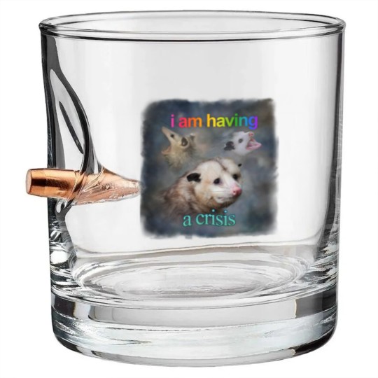 Discover I am having a crisis possum word art Classic Bullet Whiskey Glasses
