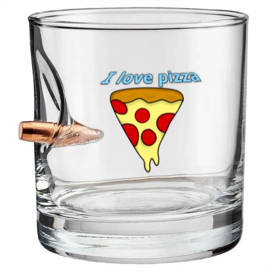 Discover I love pizza Bullet Whiskey Glasses