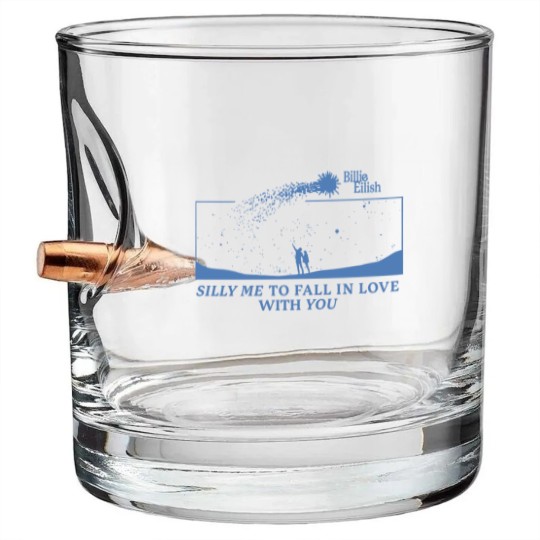 Discover Silly Me To Fall in Love With You Billie aesthetic Bullet Whiskey Glasses, Happier than ever Bullet Whiskey Glasses