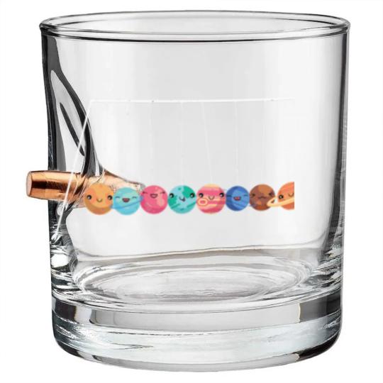 Discover Planets, solar system, Newton's cradle (1) Bullet Whiskey Glasses