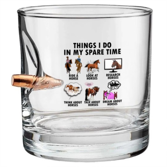 Discover Horse Lover Bullet Whiskey Glasses | Gift For Horse Lover | Things I Do In Spare Time Bullet Whiskey Glasses