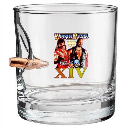 Discover New Wrestling Entertainment WrestleMania XIV 1998 Stone Cold Shawn Michaels Vintage Bullet Whiskey Glasses