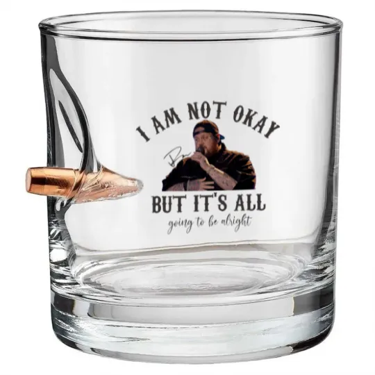 Discover I'm not okay- Jellyroll- Unisex Heavy Cotton Bullet Whiskey Glasses