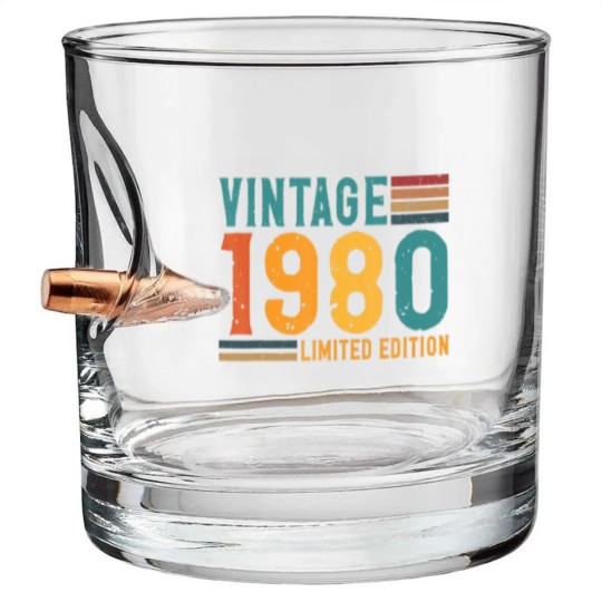 Discover Vintage 1980  42 Years Old Birthday Bullet Whiskey Glasses