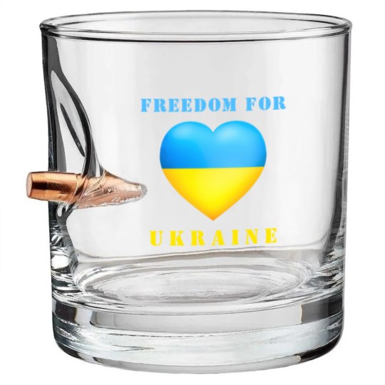 Discover Freedom For Ukraine Support  - Ukraine Flag Bullet Whiskey Glasses