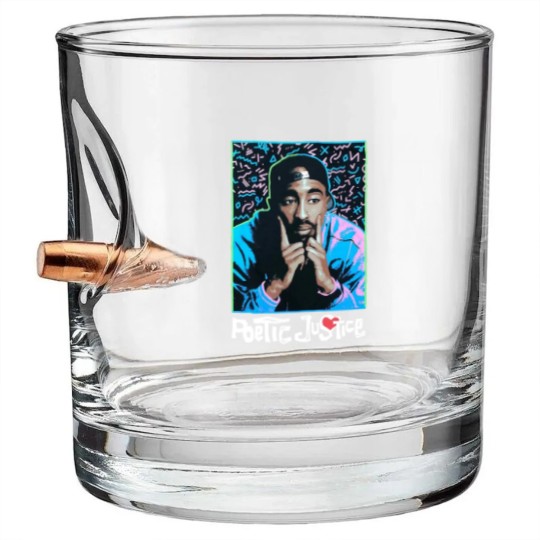 Discover Tupac Shakur Poetic Justice Black Bullet Whiskey Glasses - NWT