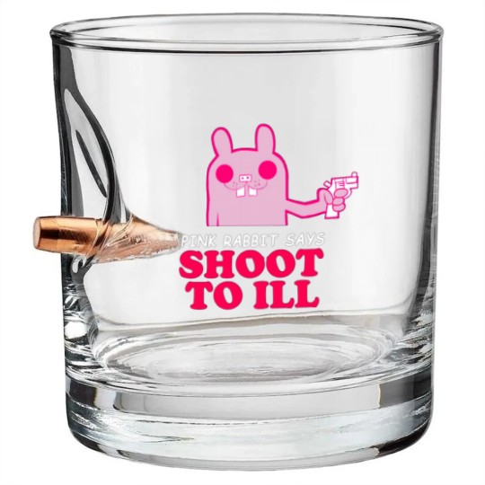Discover Gorillaz - Pink Rabbit Says- Shoot to Ill89 Bullet Whiskey Glasses