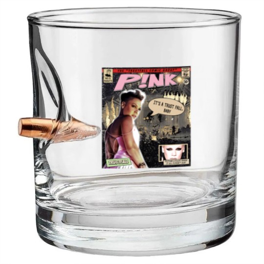 Discover P!nk Comic Bullet Whiskey Glasses, P!nk Trustfall World Tour Album Graphic Bullet Whiskey Glasses