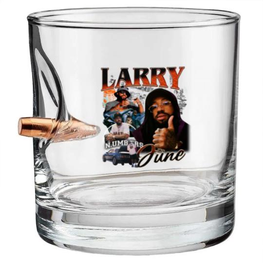 Discover Larry June Unisex Bullet Whiskey Glasses larry june,larry june Bullet Whiskey Glasses,good job larry,orange Bullet Whiskey Glasses