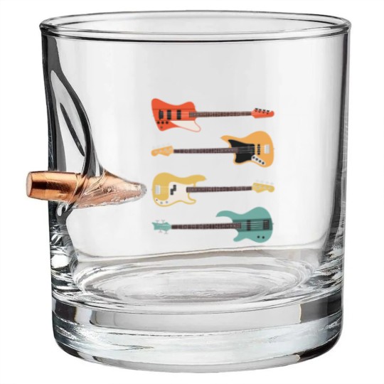 Discover Vintage Bass Guitar - Bassist Rock Music Band Gift Bullet Whiskey Glasses