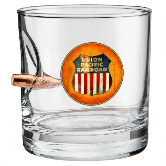 Discover Union Pacific Railroad - Badge - Railroad - Bullet Whiskey Glasses