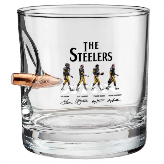 Discover The Stee lers Walking Abbey Road Signatures Bullet Whiskey Glasses