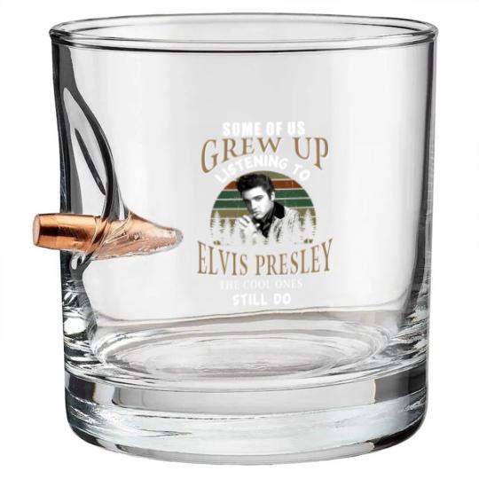 Discover Vintage Elvis Presley Singer Legend Men Bullet Whiskey Glasses Black Unisex All Sizes